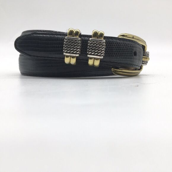 Vintage Brighton Belt Size Small 4B614 4B603 Black Snake With Gold Silver Buckle - Picture 2 of 8